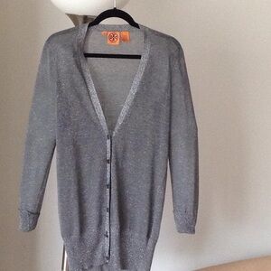 🔥 Tory Burch - Silver Metallic Shimmer Cardigan